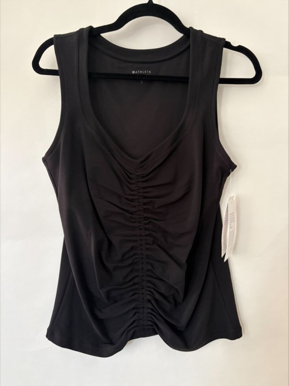 NWT Athleta Black Cinch Tank Ruched Athletic Top Cami Size Large - Picture 2 of 7
